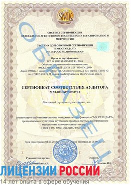 Образец сертификата соответствия аудитора №ST.RU.EXP.00006191-1 Боровичи Сертификат ISO 50001